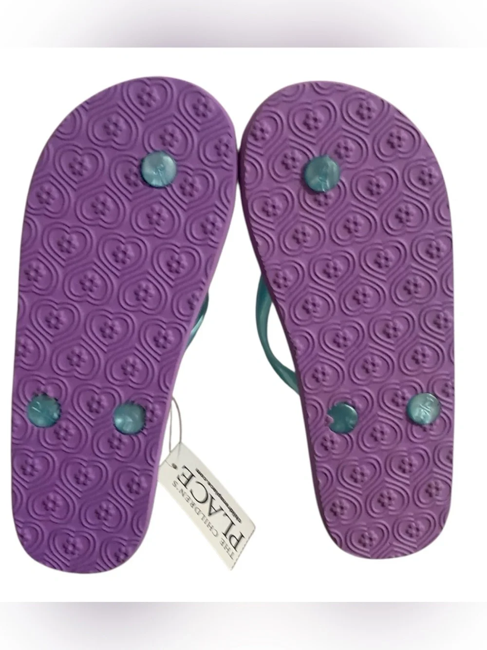The Children's Place Pink Purple Teal Mermaid Shell Flip Flops Girl 12/13